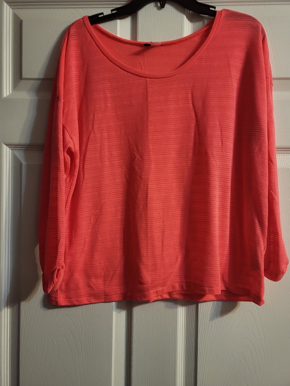 Women's Coral Long-Sleeve Scoop Neck Top